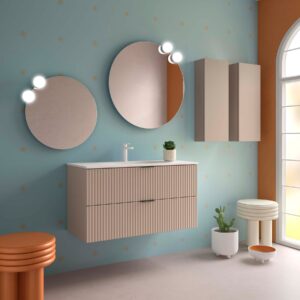 Meuble salle de bain BIBA 1000 2 tiroirs métalliques avec frein MACCHIATO 989 x 540 x 450 mm + Vasque IBERIA EN PORCELAINE BLANCHE 100CM