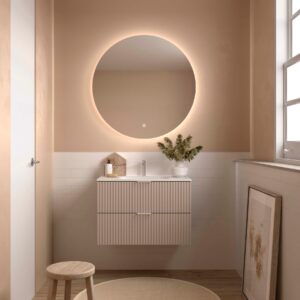 Meuble salle de bain BIBA 800 2 tiroirs métalliques avec frein MACCHIATO 798 x 540 x 450 mm + Vasque IBERIA EN PORCELAINE BLANCHE 80CM