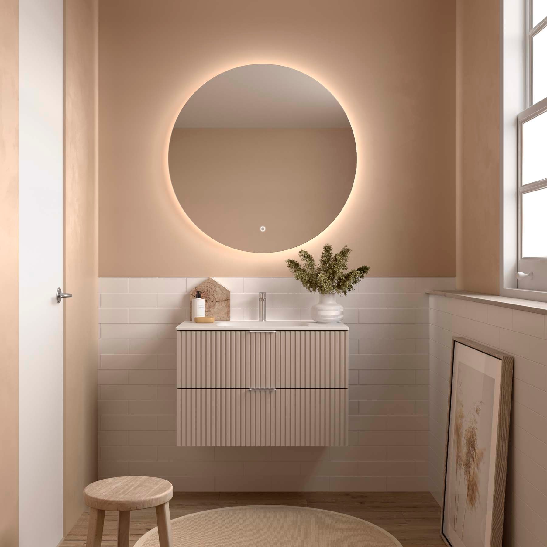 Meuble salle de bain BIBA 800 2 tiroirs métalliques avec frein MACCHIATO 798 x 540 x 450 mm + Vasque IBERIA EN PORCELAINE BLANCHE 80CM
