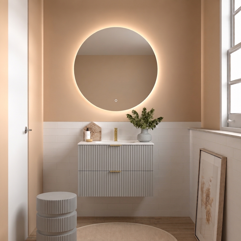 Meuble de salle de bain BIBA 800 2 tiroirs Moon Grey + Vasque IBERIA EN PORCELAINE BLANCHE 80CM